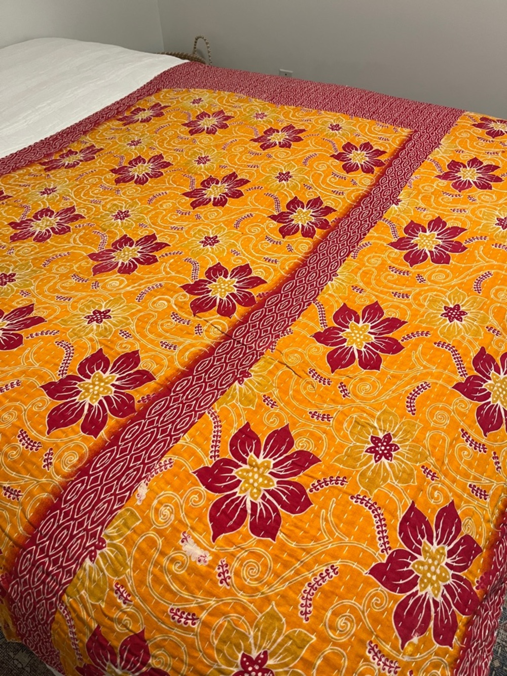 KANTHA QUILT HANDCRAFTED LIGHTWEIGHT REVERSIBLE BLANKET THROW BEDDING FROM INDIA
